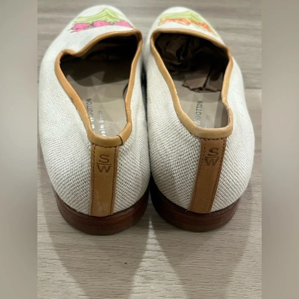 Stubbs & Wootton Embroidered Floral Loafers Slip On Shoes Women's 8.5